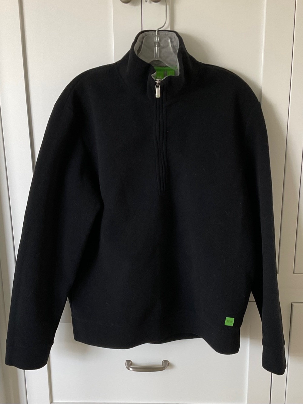 Hugo Boss Black Quarter-Zip Fleece with Green Logo Accent